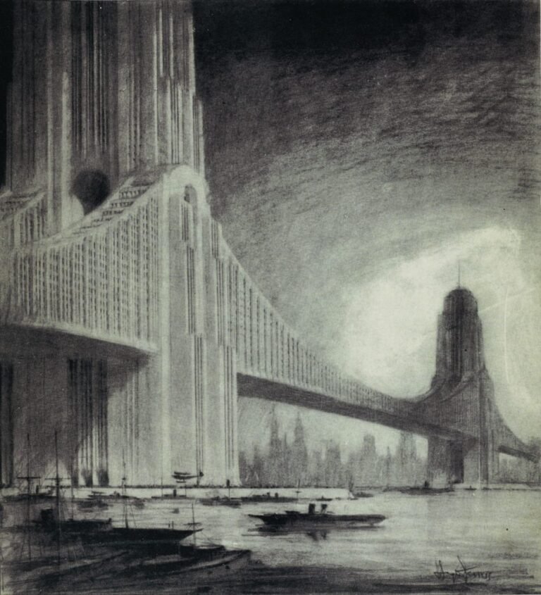 Skyscraper Bridges – in den 1920er-Jahren gab es die Idee Wolkenkratzer in Brücken einzubauen